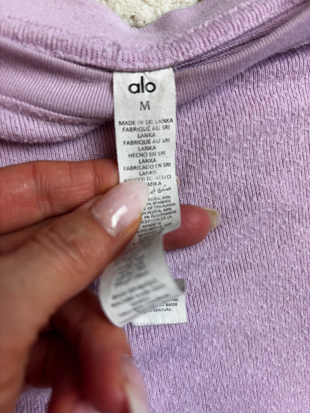 Alo Lavender Waffle Knit Long Sleeve Top Size M